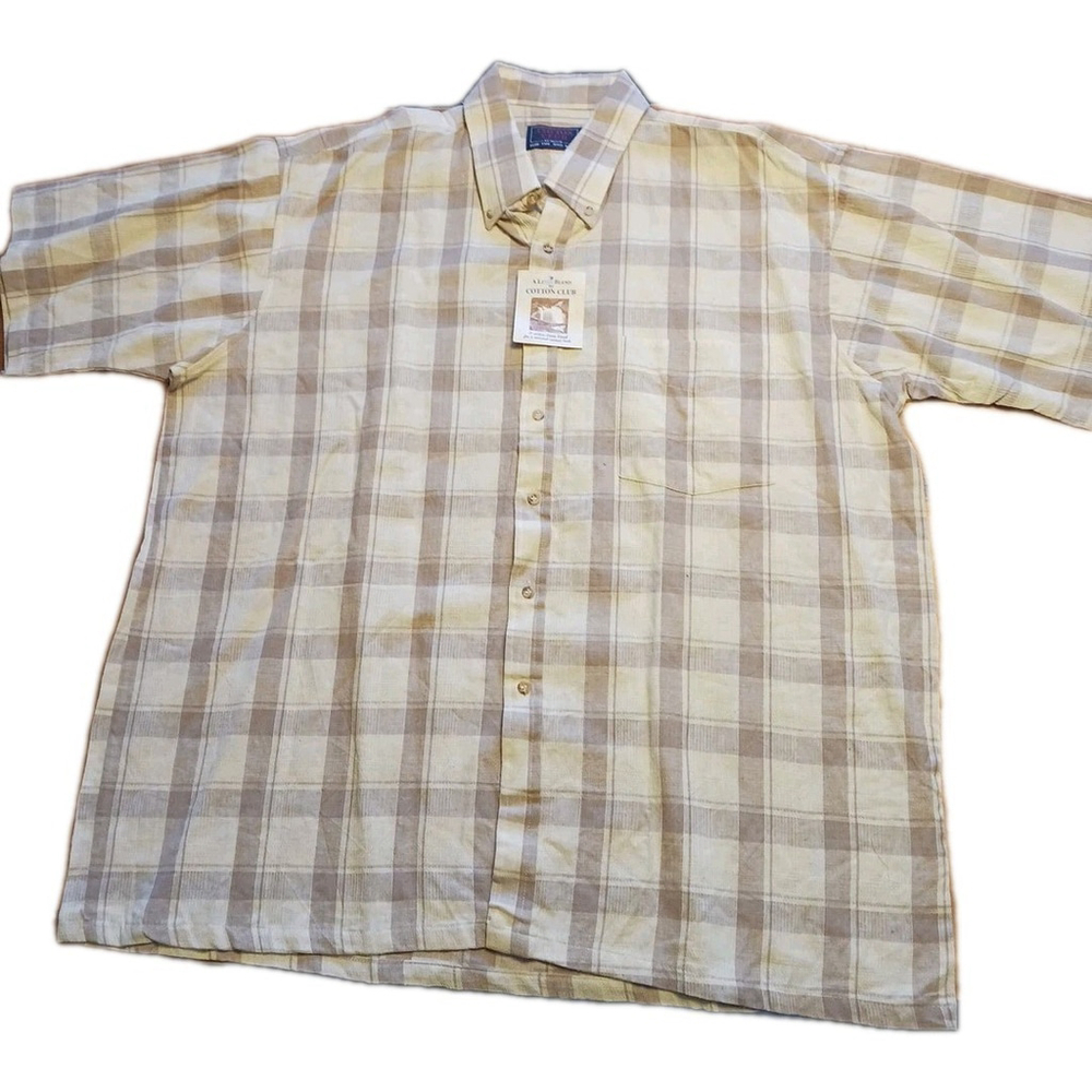 Cotton Club Mens 1X Linen Blend Short Sleeve Button Up Shirt